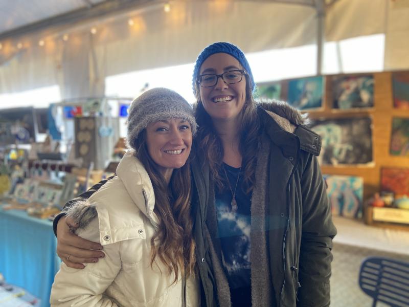 Amanda Pace, left, and Leah Beach of Developing Artist Collaboration launched the event featuring local artists and small businesses.